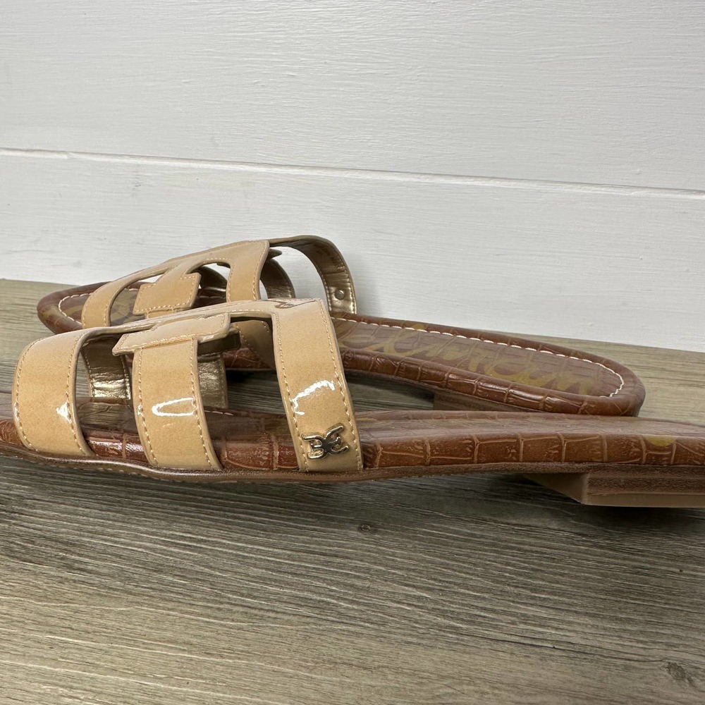 Sam Edelman Bay Sandals slide tan slip on patent classic summer spring shoes 9.5 - Picture 4 of 11